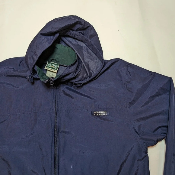 Vintage Northern Elements Logo Navy Zip  Up Windbreaker Mens Medium - Picture 6 of 10
